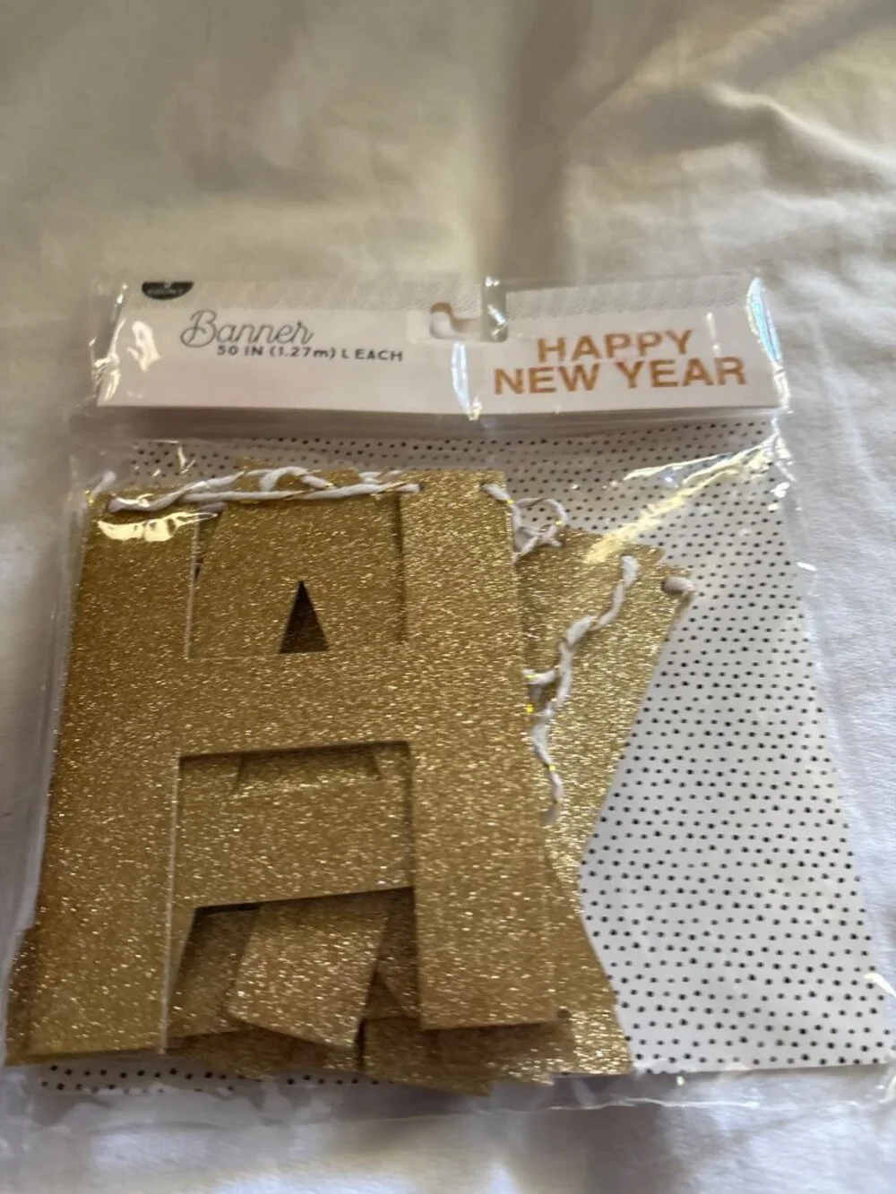 Happy New Year Glitter Banner 50-Inch Gold Letters Party Decoration